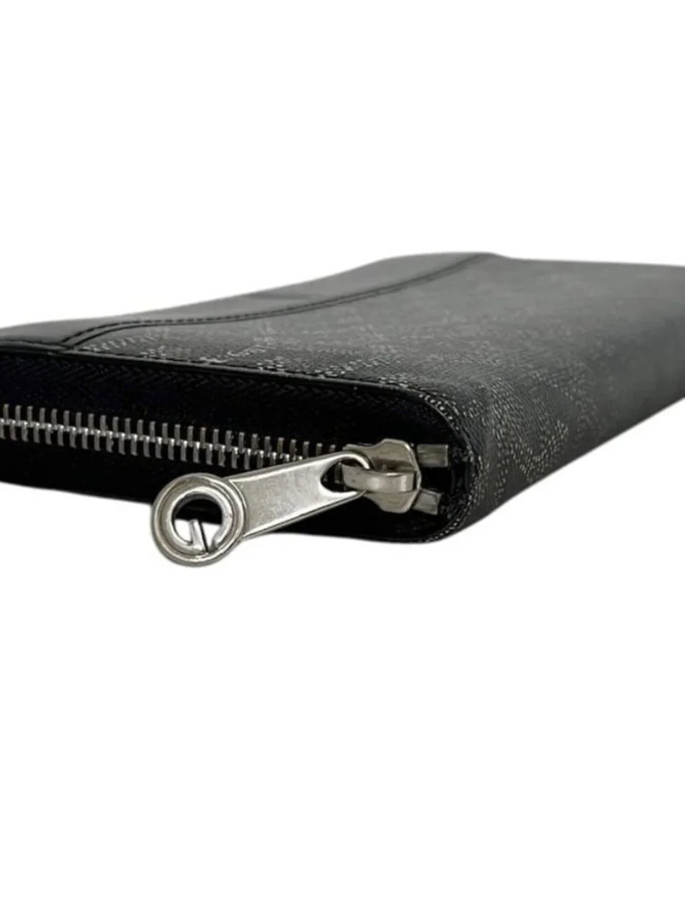 Goyard Zip Around Wallet Matignon GM Round Zip Leather Black Herringbone